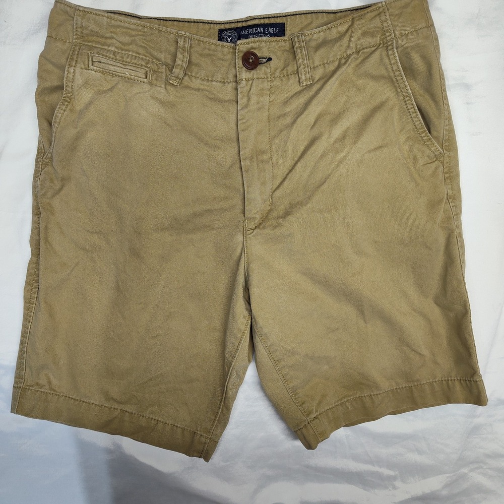 American Eagle tan shorts men's 33 Classic pockets casual dad preppy school